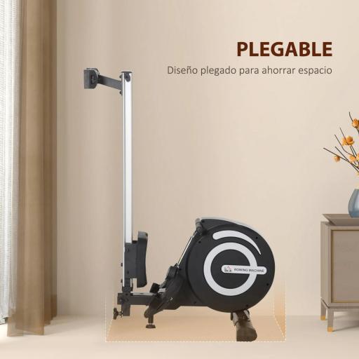 Máquina de Remo Plegable con Resistencia Ajustable Volante de 4kg y Monitor LCD Carga 120kg 185x58x57 cm Negro y Plata [3]