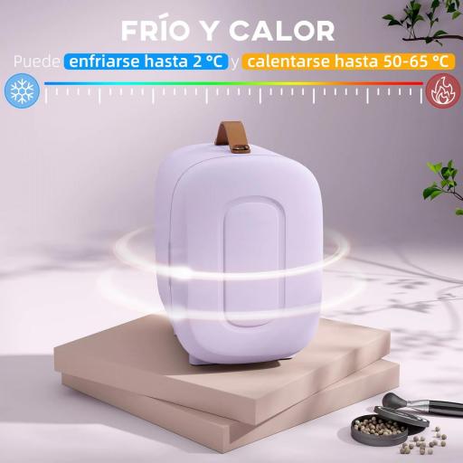 Nevera Pequeña Extrasilenciosa 4L 9V/240V para Enfriar y Calentar Mini Frigorífico 20,3x26,3x28 cm Violeta [8]