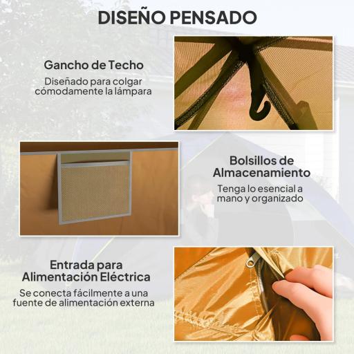 Tienda de Camping para 4 Personas Impermeable Fácil Instalación y Bolsa de Transporte Incluida 200x200x135 cm Gris [5]