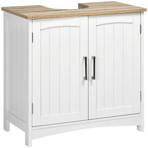 Mueble para Debajo del Lavabo Armario de Suelo para Baño de Madera Estilo Moderno 60x30x60 cm Blanco [3]