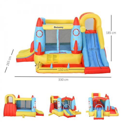 Castillo Hinchable para Niños +3 Años con 2 Toboganes Piscina y Zona de Salto 330x265x185 cm Multicolor [2]