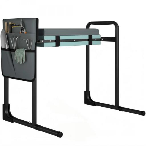 Taburete de Jardín Plegable con Almohadilla de Espuma EVA Asiento de Jardín con Bolsa para Herramientas Gris Oscuro [10]