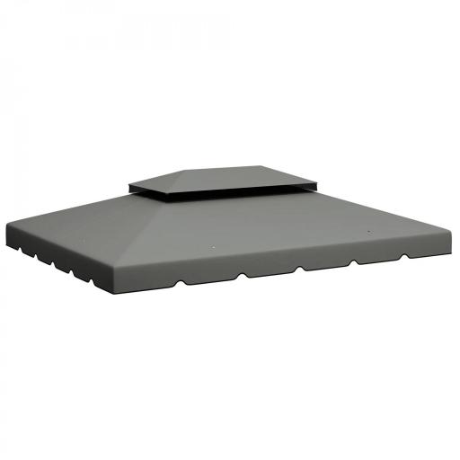 Toldo de Recambio para Cenador 4x3 m con Techo Doble Orificios de Drenaje Solo Toldo NO Incluye Marco Gris Claro [8]