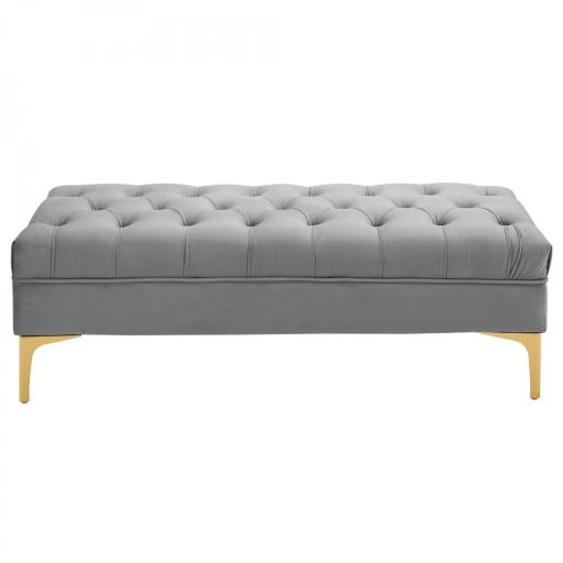 Taburete Pie de Cama Banco de Dormitorio con Asiento Acolchado y Patas Metálicas para Entrada Pasillo 118x45x42 cm Gris [9]