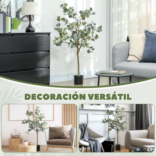 Planta Artificial Decorativa de 120 cm Eucaliptus Sintético con 230 Hojas en Maceta para Interior Verde [5]