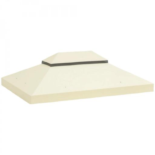Toldo de Recambio 4x3 m con Techo Doble con Orificios de Drenaje y Protección UPF30+ Crema Solo Toldo NO Incluye Marco [9]
