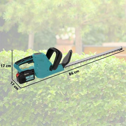 Cortasetos Batería 18V con 2 Baterías de 4000mAh Longitud de Cuchilla de 51 cm Motor sin Escobillas y Cargador Azul [5]