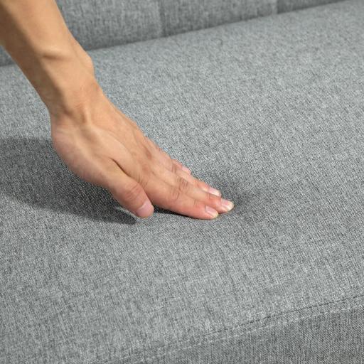 Sofá de 2 Plazas Tapizado en Lino con Reposabrazos de Madera Respaldo Acolchado Carga 250 kg Gris Claro [3]