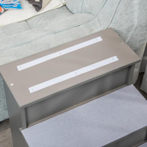 Escalera para Mascotas Escalones para Perros Gatos con Acolchados Desmontables Carga 30 kg 40x59x54,2 cm Gris [4]
