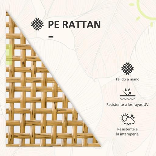 Juego de 3 Piezas Sillas y Mesa de Ratán con 2 Sillas 1 Mesa de Centro y Cojines para Terraza Patio Natural [4]