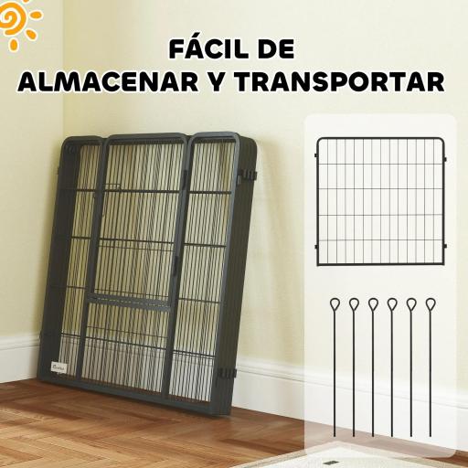 Parque para Perros de 6 Paneles de 80 cm de Altura con Puerta para Interior y Exterior Negro [3]