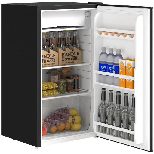 Nevera Pequeña con Congelador 91L Silenciosa Puerta Reversible Temperatura Regulable y Estantes Ajustables Negro [8]
