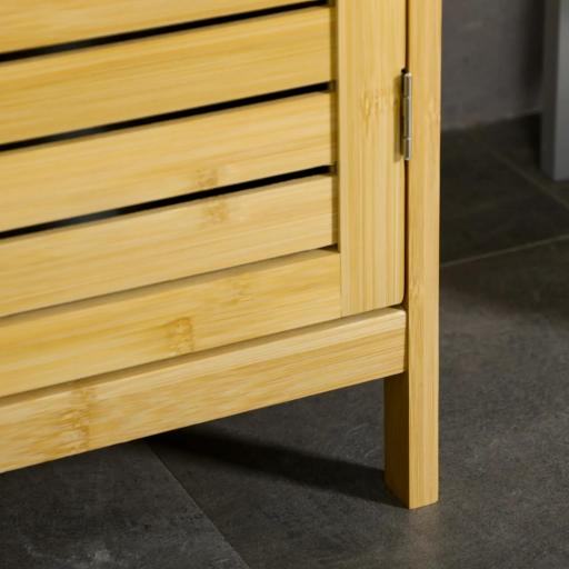 Estantería de Baño de Bambú Armario Alto para Baño con 3 Estantes y 1 Puerta Mueble Columna de Almacenaje 34x30x173 cm Natural [9]