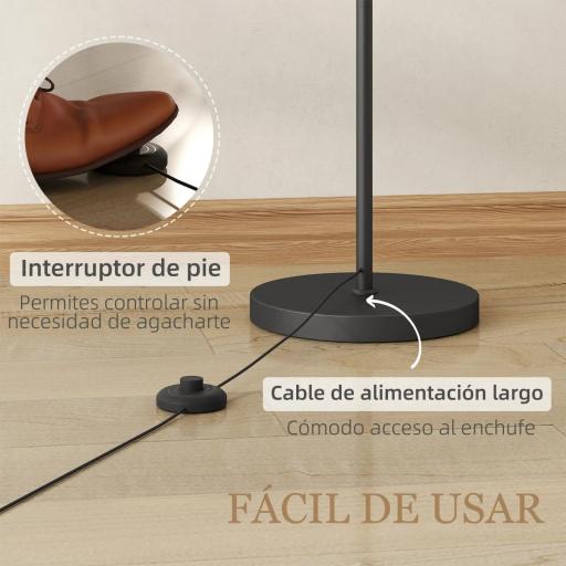 Lámpara de Pie LED Regulable con Temperaturas de Color Ajuste Continuo Control Remoto Temporizador de 60 Minutos Negro [5]