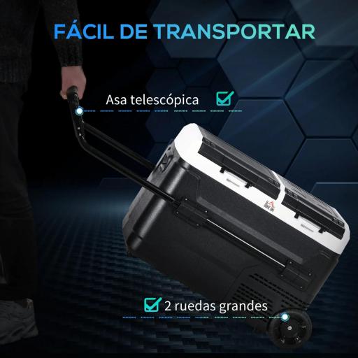 Nevera Portátil 40L con Doble Zona Refrigerador de Coche -20℃-20℃ 12/24V DC y 100-240V AC 80x47,5x46,6cm Negro [5]