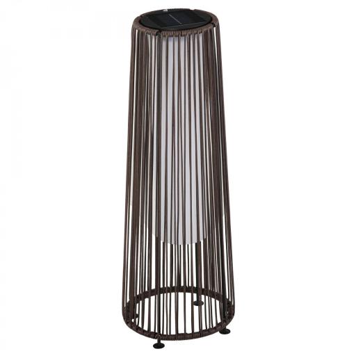Linterna de Jardín de Ratán Sintético Farola Solar Exterior con Luces LED Encendido y Apagado Automático Impermeable para Terraza Balcón Patio Ø21,5x61 cm, Marrón [7]