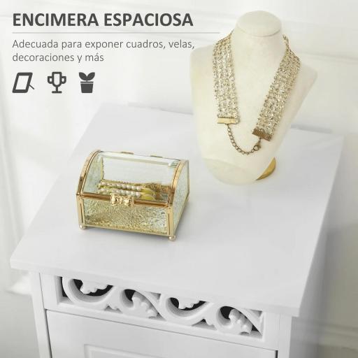 Armario de Almacenamiento Cajonera Blanca Cómoda con 3 Cajones para Cocina Comedor Salón Dormitorio 29,8x29,8x68,5 cm [5]