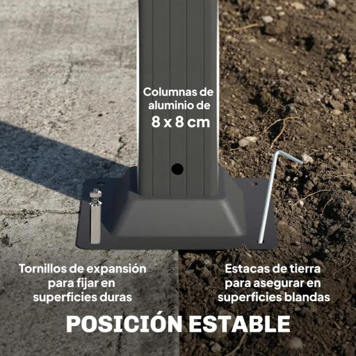 Pérgola de Jardín 3x5,7 m con Techo de Lamas Ajustable a 90° Manivela Estructura de Aluminio UPF50+ Gris Oscuro [5]