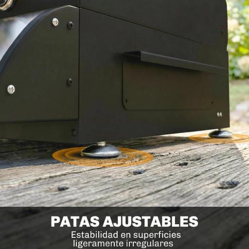 Barbacoa de Gas BBQ Gas con 3 Quemadores 7,5 kW con Parrilla Plancha Estante Lateral Convertible Termómetro Negro [7]