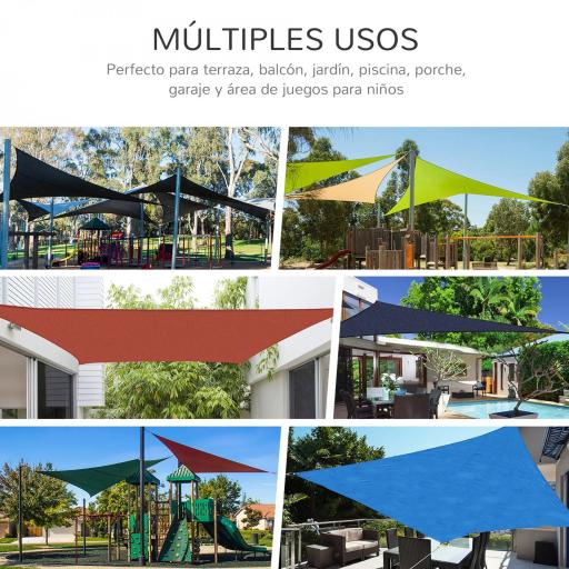 Toldo Vela de Sombra Cuadrado 3x3 m Toldo de Terraza de Poliéster con Anillo de Acero Inoxidable y Cuerdas Crema [5]