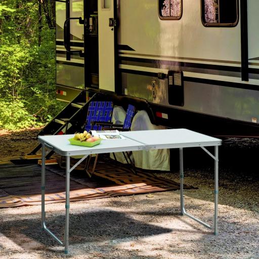 Mesa de Camping Plegable convertible en Maleta Altura Regulable para Picnic 120x60x54-70 cm con Marco de Aluminio