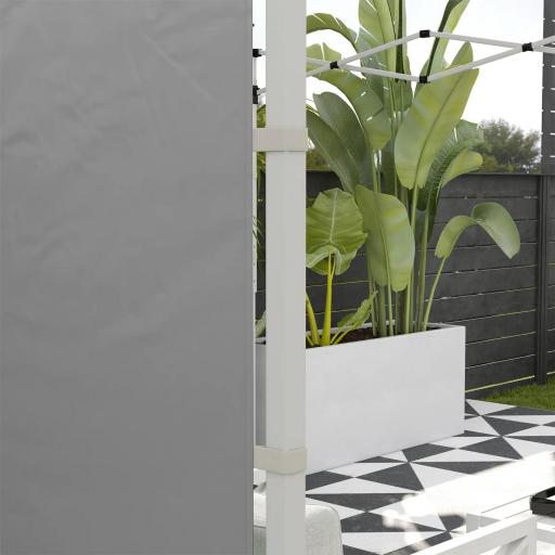  2 Paredes Laterales para Carpas 300x200 cm con Ventana Enrollable y Puerta con Cremallera para Carpa 3x3 m o 3x6 m Gris [3]
