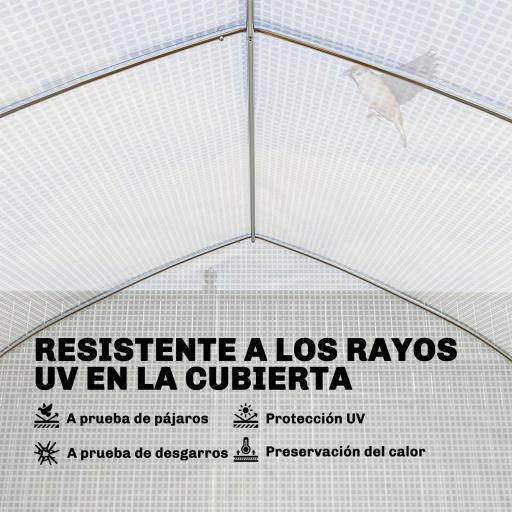 Invernadero de Túnel 6x3x2 m con Anti-UV y Puerta Enrollable con Cremallera Paredes Laterales con Malla Blanco [5]