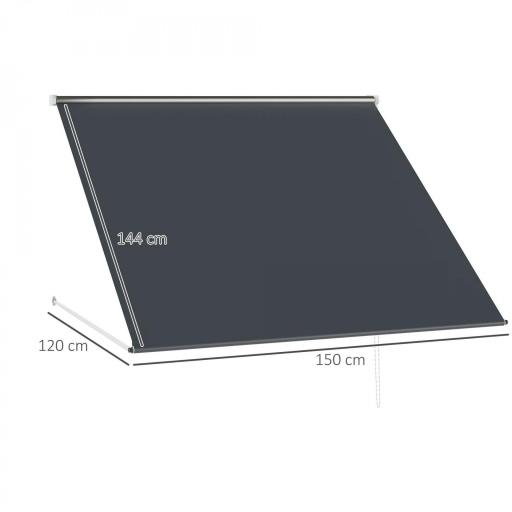 Toldo Retráctil de Exterior con Marco de Aluminio Ángulo de Inclinación Ajustable Anti-UV 150x120 cm Gris Oscuro [1]