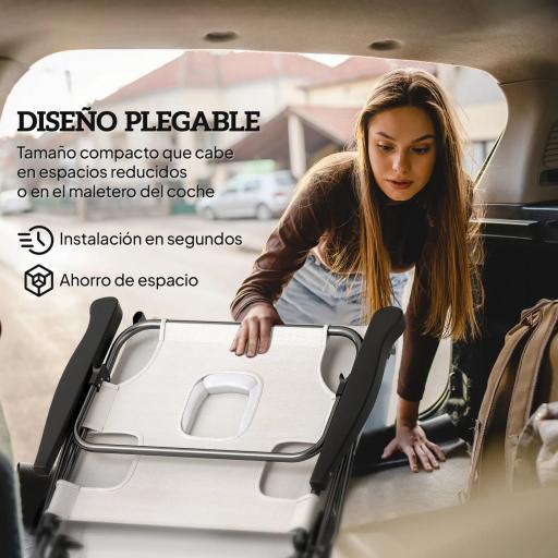 Tumbona de Jardín Plegable con Respaldo Ajustable en 4 Niveles Orificio de Lectura y Reposacabezas 145x72x89 cm Crema [5]