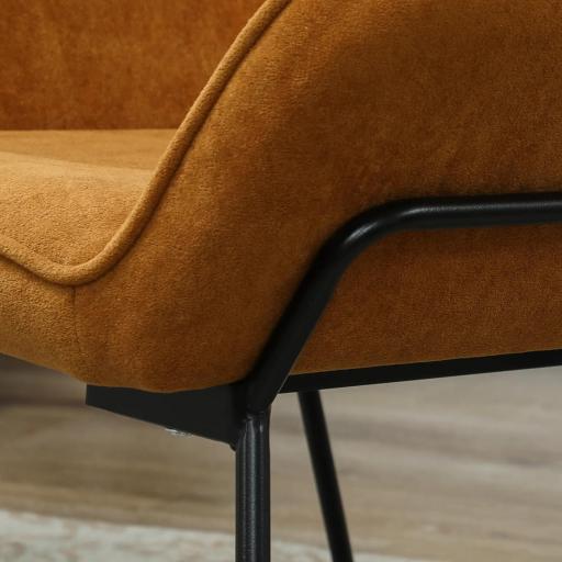 Butaca de Salón con Asiento Ancho y Acolchado Tapizado en Terciopelo Patas de Metal Sillón para Salón Marrón [7]