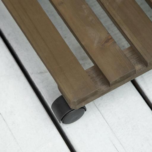 Pack de 2 Plataformas con Ruedas de Madera Soportes para Plantas Macetas Exterior Interior Carga 50 kg Marrón Oscuro [9]