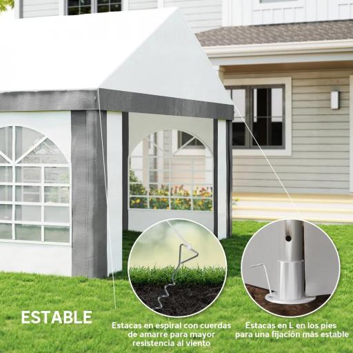 Carpa para Fiesta 4x8 m Carpa de Jardín con Paredes Extraíbles Puertas y Ventanas Anti-UV para Boda Camping Gris [6]