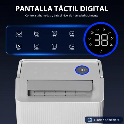 Deshumidificador 35L/Día para 40-90 ㎡ Luz Indicador de Humedad Depósito 5,5 Litros Drenaje Continuo Temporizador 24H [1]