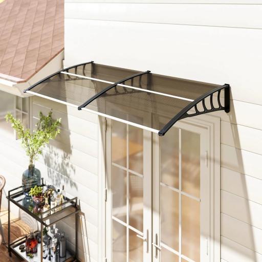 Marquesinas Exterior para Puertas y Ventanas 200x96 cm con Regleta de Aleación de Aluminio PP Policarbonato Marrón