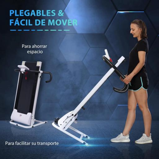 Cinta de Andar Plegable Cinta de Correr Eléctrica Velocidad de 1-10km/h con Pantalla LCD y Carga Máx. 110 kg para Fitness Hogar Oficina 125x61x118 cm Blanco y Negro [6]