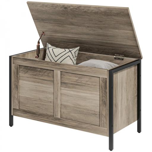 Baúl de Almacenaje para Dormitorio 95 L con Tapa Banco de Almacenaje con Bisagra de Seguridad 80x40x50 cm Grisáceo [8]