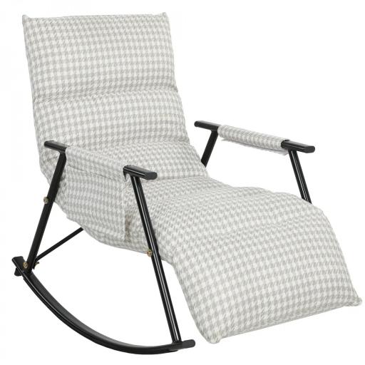 Silla Mecedora con Respaldo y Reposapiés Ajustables Mecedora Sillón Balancín Tapizado en Lino 62x100x89 cm Gris [9]