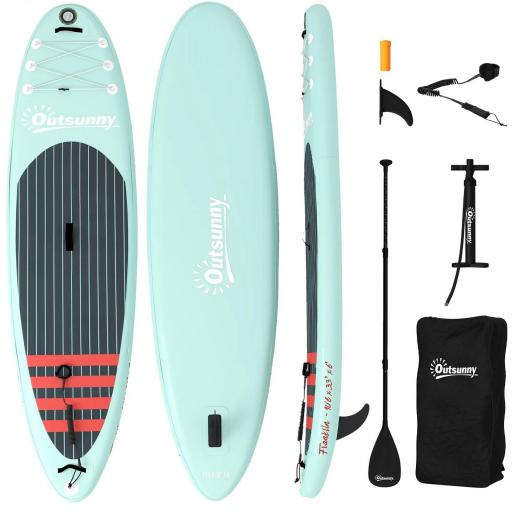 Tabla de Paddle Surf Hinchable 320 cm, con Superficie Antideslizante Remo de Aluminio Ajustable Quilla Bomba y Mochila [8]