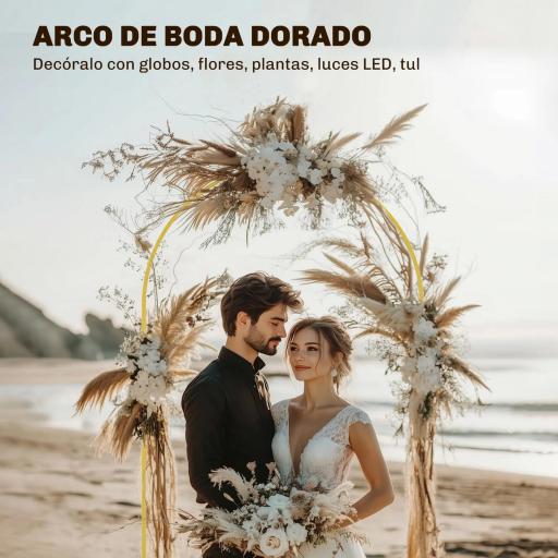 Arco de Jardín de Metal para Rosas Arco de Boda con Recubrimiento en Polvo para Decoración 120x40x220 cm Dorado [2]