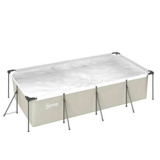 Piscina Desmontable Tubular 394,5x208,3x80,5 cm 6075 L con Marco Metálico Parche de Reparación sin Depuradora Gris [10]