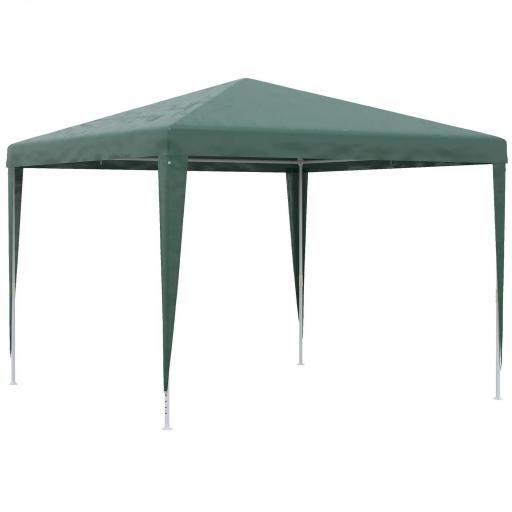 Carpa Desmontable 3x3 m Cenador Pabellón de Jardín con 4 Orificios de Drenaje y Marco de Acero para Terraza Patio Verde [9]