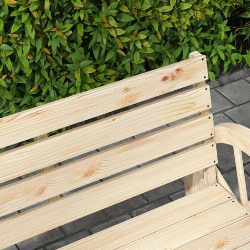Banco de Jardín de Madera con Reposabrazos en Forma de Rueda para 2 Personas 105,5x56x79 cm Madera Natural [3]