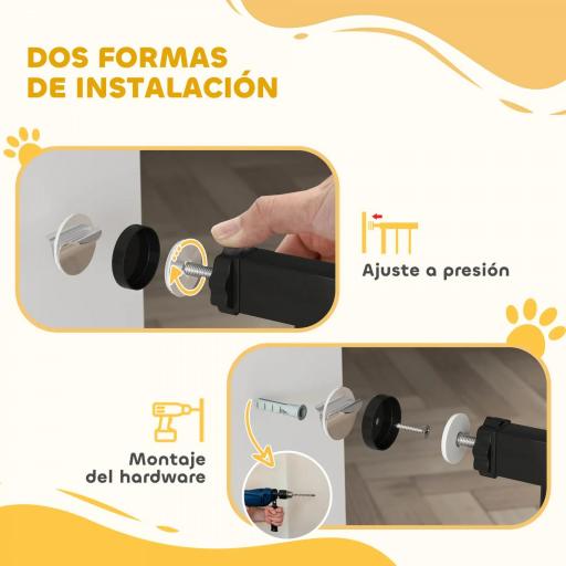 Puerta para Perros con Ancho Ajustable 76-104 cm Barrera de Seguridad con 2 Extensiones y Doble Bloqueo Negro [5]