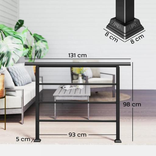 Barandilla de Escalera 131 cm Pasamanos para Escalera con Kit de Instalación Ángulo Ajustable para 1-4 Escalones Negro [7]