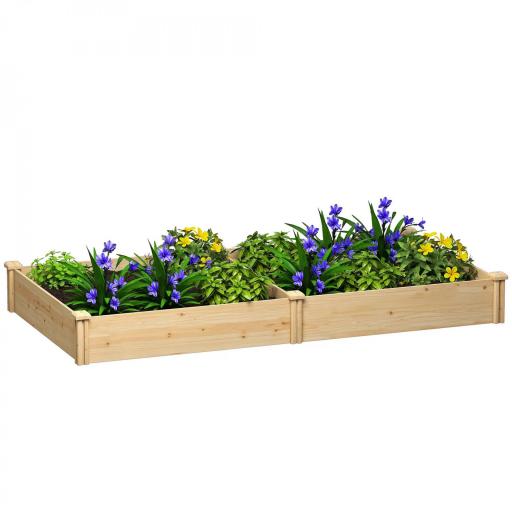 Jardinera Elevada de Madera Huerto Urbano para Cultivar Plantas con Divisor y Base Abierta 235x121x26 cm Natural [9]