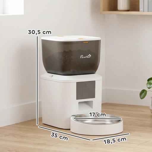 Comedero Automático 4L WiFi 2.4G para Gatos Perros con Control App 2 Cuencos 1-10 Comidas al Día Grabadora Voz 10s [1]