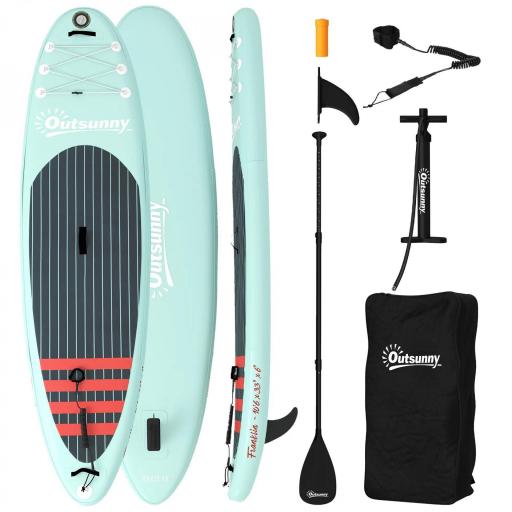 Tabla de Paddle Surf Hinchable 320 cm, con Superficie Antideslizante Remo de Aluminio Ajustable Quilla Bomba y Mochila [9]