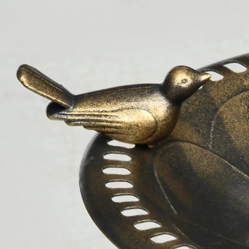 Baño para Pájaros de Jardín Exterior con 2 Niveles Recipientes para Agua y Comida Diseño Retro y Elegante Bronce [6]