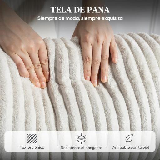 Sillón Relax Reclinable Manual Tapizado en Pana Instalación Rápida Reposapiés Acolchado Grueso Crema [8]