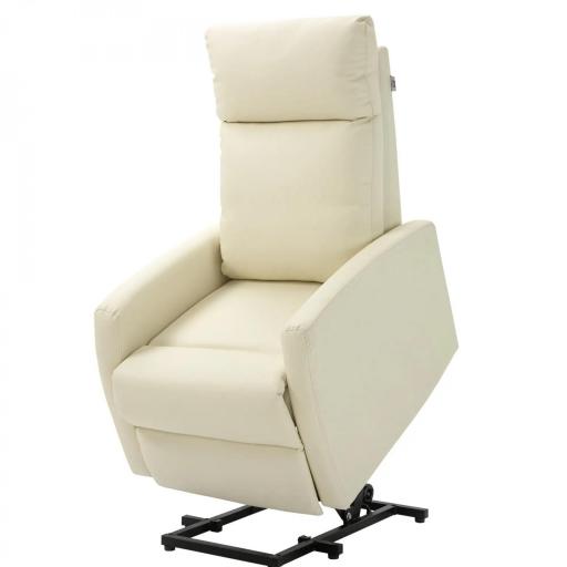 Sillón Levanta Personas Sillón Relax Eléctrico Sillón Elevador Reclinable 145° con Control Remoto 67x95x105 cm Crema [8]
